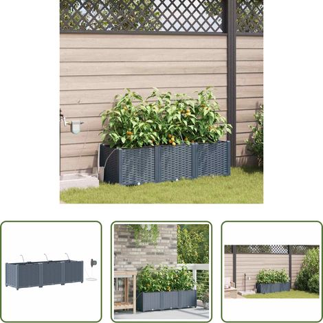 Pot de jardin - Cache-pot de jardin 3 pcs Gris Clair Acier (1/5)