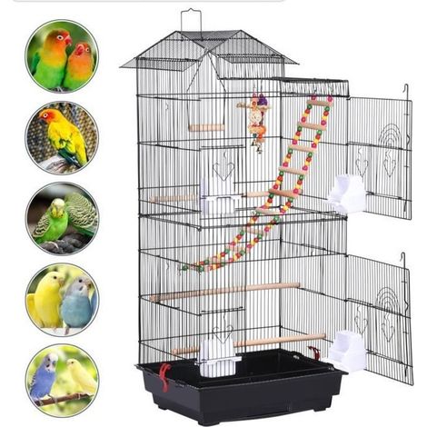 Cage à Oiseaux 46 x 35,5 x 99 cm pour Perruche Calopsitte Conure Pinson Canaris