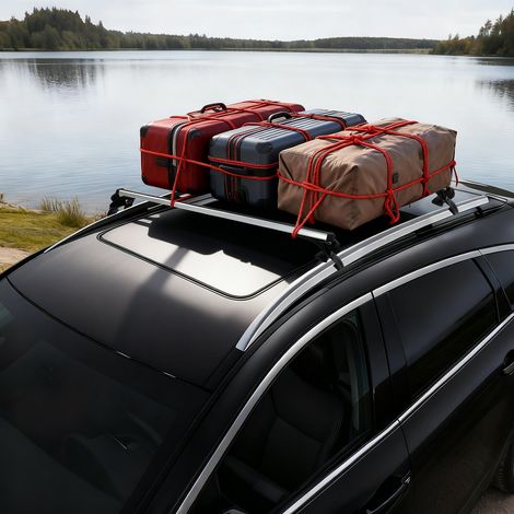 2 Pièces Barres Toit de Voiture, Porte-Bagages réglable, Rails Support, Accessoires Voyage, Pour les véhicules dont la largeur du toit est comprise entre 122-130 cm (1/5)