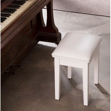 tabouret de coiffeuse 43x33x45 cm blanc – assise rembourrée, sans matelas (1/5)