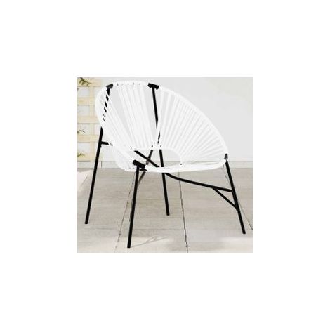 Chaise œuf de jardin noir et blanc résine tressée (1/5)