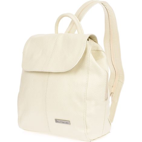 Mochila pequeña de piel para mujer Beltimore B5 con solapa, color crudo, S41 (1/5)