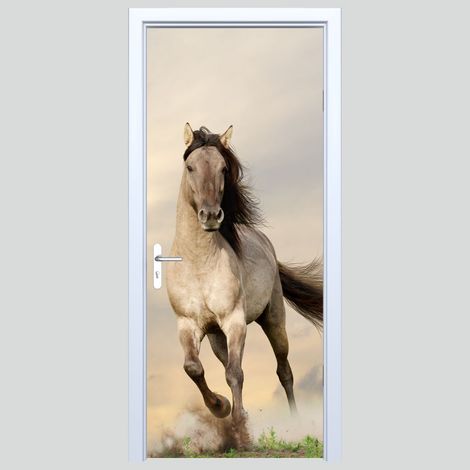 Adhesivo de tela para puerta con caballo al galope 360PD