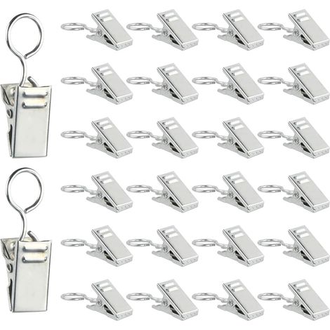 50 Pièces Pince Attache Rideau, Clips de Rideau, Pince à Rideaux en Métal, Anneaux à Pince, Acier Inoxydable, Pince Rideau Douch pour Décoration, Photo, Maison, Salle de Bain (1/5)