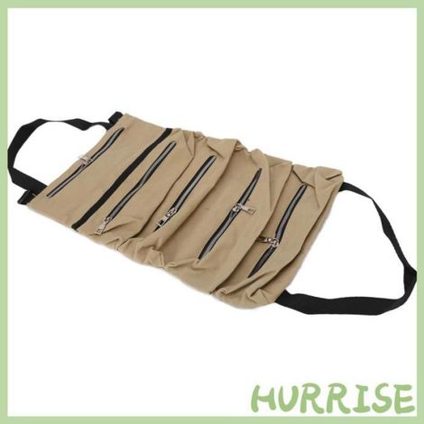 Garosa Sac à outils en toile Sac de Rangement d'Outils Sac d'Enroulement d'Outils Pliable en Toile Léger bagagerie bidon Kaki (1/4)