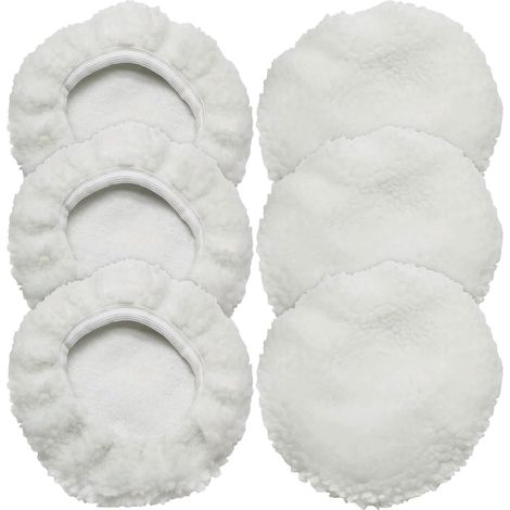6 Pcs Bonnet de Polissage 9-10 Pouces, Tampon de Polissage en Laine d'Agneau pour Voiture, Disque de Polissage et Lustrage pour Lustreuse Excentrique, Blanc (1/5)