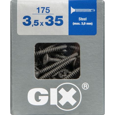 SPAX GIX-D Bohrspitze, 3,5 x 35 mm, 175 Stück, Vollgewinde, Trompetenkopf, Kreuzschlitz H2, Bohrspitze - 4991170350357 (1/3)