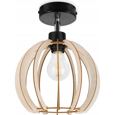 LAMPADA DA SOFFITTO MODERNA A LED CON SFERA IN LEGNO