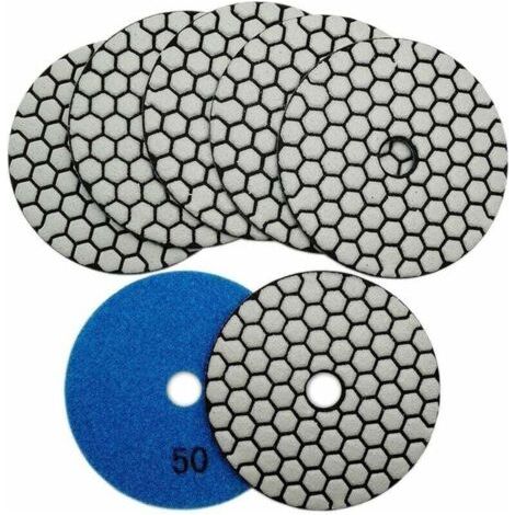 Trockene Diamantpolierscheiben, 7 Stück, 100 mm, für Marmor, Granit, Stein und Beton (50) (1/5)