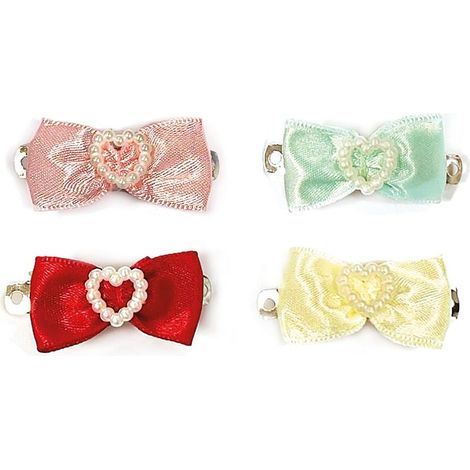 Set 24 pz. Fermagli cuore perline per toelettaura 2.5x4.2 cm 2 g