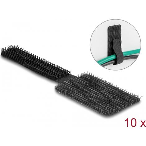 Delock Mini sujetacables de gancho y bucle LA 90 mm x AN 24 mm autoadhesivo 10 piezas negro