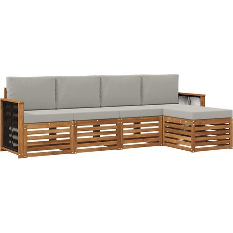 Conjunto de sofás de exterior 5 uds. Natural y Gris Claro vidaXL (1/5)