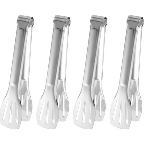 Ecleanfy - Lot de 4 pinces alimentaires en acier inoxydable - Accessoires de cuisine pour barbecue, buffet, salade (1/5)