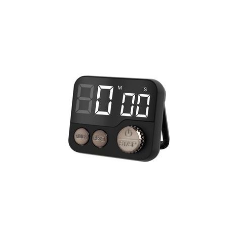 Minuteur de Cuisine Aimanté, Grand Écran LCD avec Horloge Numérique & Alarme Forte, Multifonctionnel pour Pâtisserie/Sport (Timer Compte à Rebours), Noir (1/5)