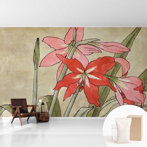 Tapete Vliestapete mit Kleber - modernes Design - Wohnungsdeko - geruchslos - langlebig Dahlienblüten 416x254 cm (1/5)