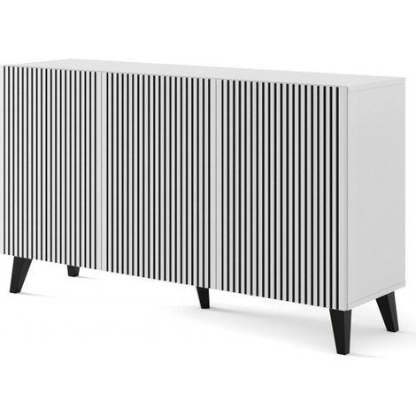 Commode Ravenna F 150 cm 3D blanc / noir pieds noirs (1/5)