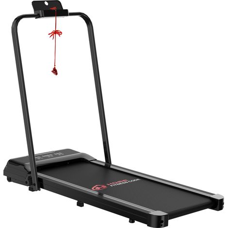 Tapis roulant avec barres de support pliables, plage de vitesse de 1 à 10 km/h, 2,5 chevaux, écran LED, télécommande, capacité de poids maximale 120 kg, Noir.