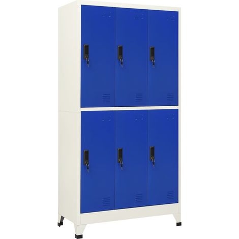 vidaXL Armadietto con Serratura Grigio e Blu 90x45x180 cm in