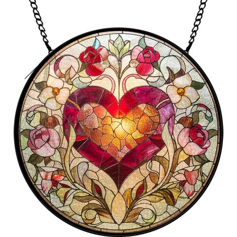 30 cmAttrape-soleil vitrail oiseau floral suspendu, décoration jardin fenêtre, cadeau anniversaire femme (1/5)