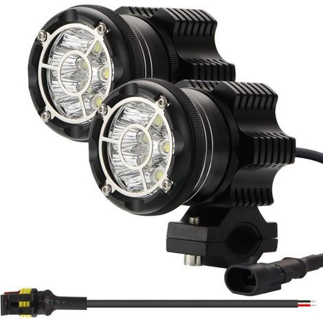 90W 6000K 9000lm Rundscheinwerfer-Set mit LED-Technologie, integrierter Chip für Motorrad-Zusatzscheinwerfer, verschleißfreie Fahrscheinwerfer, Spotlicht + Blitzlicht, Dualmodus, CNC-gefräste Linse au (1/5)