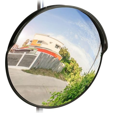 Relaxdays Miroir de circulation 45 cm, professionnel, résistant aux intempéries, solide, intérieur et extérieur, noir