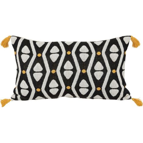 Coussin Déco à Pompons "Tribal" 30x50cm Multicolore (1/2)