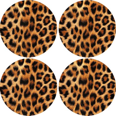 Juego de 4 manteles individuales redondos 4D de 33 cm - estampado de leopardo  Fieltro ecológico, impresión HD, lavable a 40 °C, Bertoni (1/3)