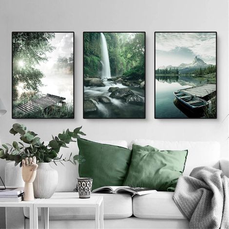 Poster Set 3teilig See Wald Blume Aesthetic Wandbilder C 30x40cm (1/5)