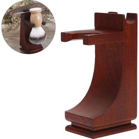 Bartbürstenhalter aus Massivholz, Rasiererhalter, hochwertiger Rasierpinsel, rutschfester Rasierständer, Aufbewahrungsregal für Herren-Barbier-Rasierwerkzeuge. (1/5)