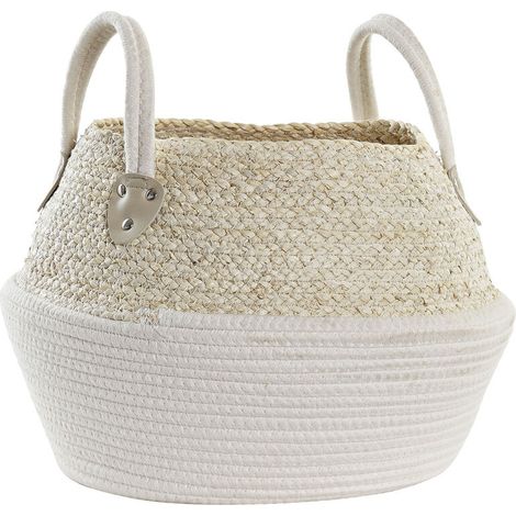 DKD Home Decor Panier blanc et naturel 37x37x25 cm (1/3)