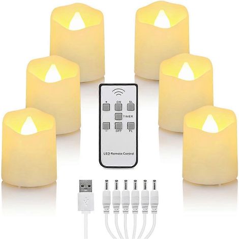 Bougies LED rechargeables sans flamme avec minuterie et télécommande, idéales pour les mariages, les jardins et les fêtes. Idéales pour les mariages, les chambres et les fêtes. (1/5)