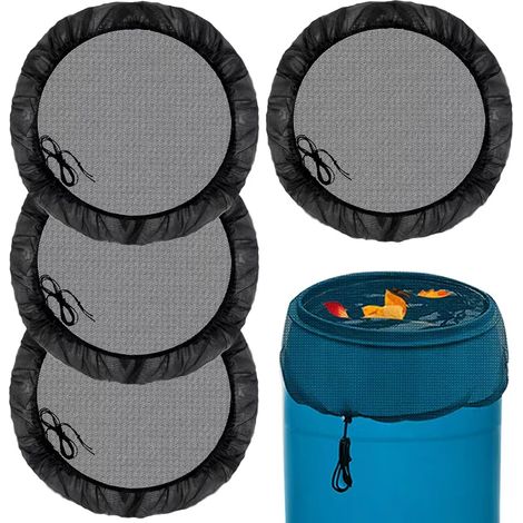 Filet de Protection pour Tonneau de Pluie 80 cm – Lot de 4,Couvercle Anti-Moustiques et Feuilles avec Cordon de Serrage,Housse Ajustable pour Citerne (1/5)
