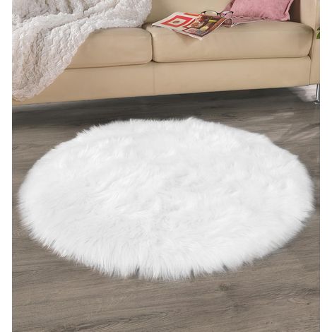 Tapis ronds blancs pour salon, chambre à coucher ou chambre d'enfant (1/4)