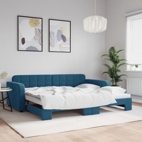 Vidaxl – Lit de jour gigogne 90x200 cm – Velours doux – Structure bois et métal – Design canapé-lit pratique (1/6)