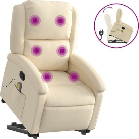Fauteuil de massage inclinable en tissu beige (1/5)