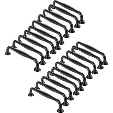 20 poignées de porte noires, pour meubles de cuisine, tiroirs et chambres à coucher, entraxe de 96 mm (modèle à 20 tubes - entraxe de 96 mm), blanches (1/5)