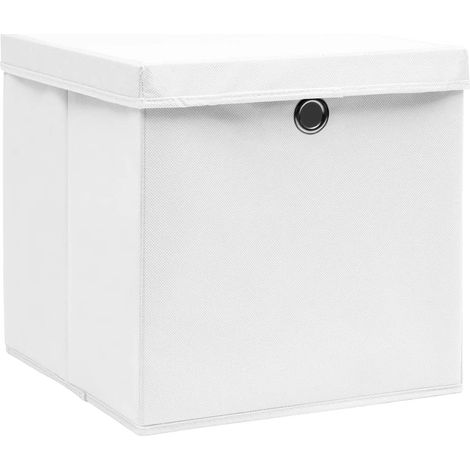 Contenitori con Coperchi 4 pz 28x28x28 cm Bianco vidaXL