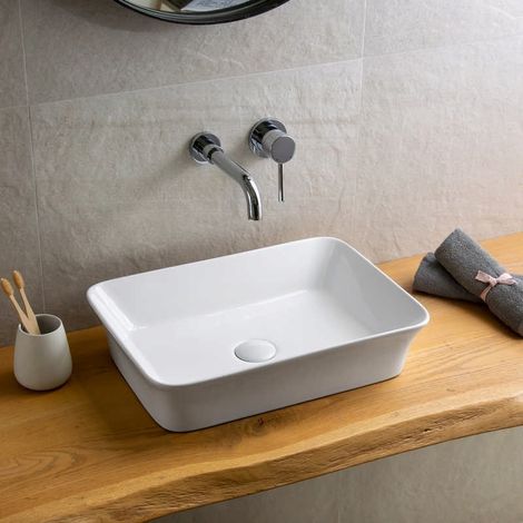 Lavabo appoggio rettangolare 49 cm con bordi arrotondati  KLIT-4900 kamalu
