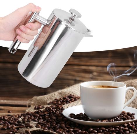 1000 ml French-Press-Kaffeebereiter aus Edelstahl mit zwei Fächern (1/5)
