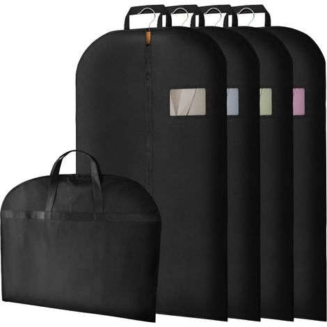 Housses de Vêtements, 4PCS Housses de Protection pour Vêtements,60CM100CM Housses à Vêtements Lavable Anti-Poussière avec Zip pour Chemise Costumes/Manteaux, Fenêtre Visible - Poignée (1/5)