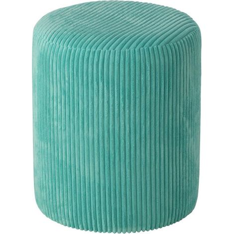 Pouf sgabello imbottito in velluto a coste 39x39x44 cm Turchese (1/2)