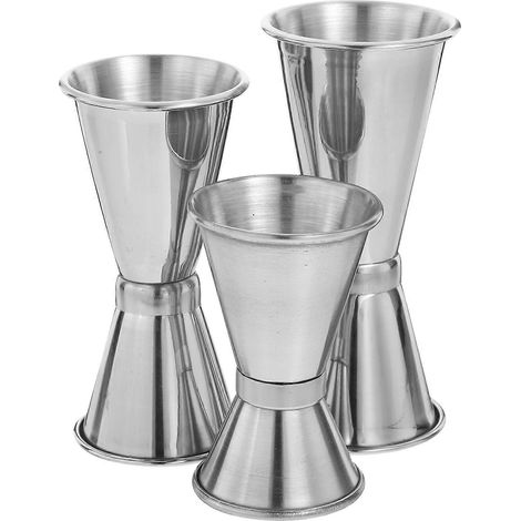 Lot de 3 doseurs japonais en acier inoxydable 304, double doseur pour cocktails (15/27 cc, 22/35 cc, 30/40 cc)-9.90X4.10X4.10CM-Silver