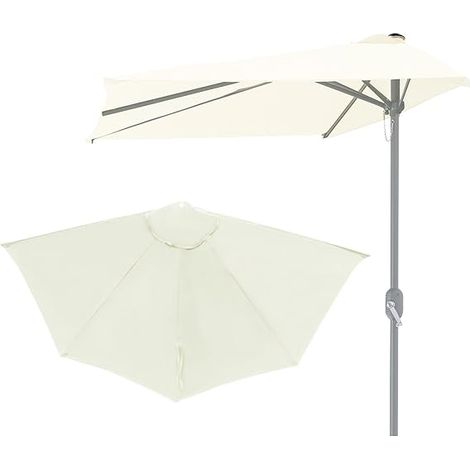 Toile de parasol — Tissu de remplacement pour parasols d'extérieur -Toile seule — Blanc crème, 270 cm, 5 baleines (1/5)