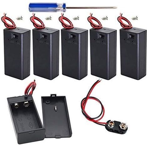 6Pcs 9V Boite de Stockage Boite de Batterie on/Off Switch avec Casquette, Lot de 6 9V connecteur de Batterie câble Support de Batterie Clip Snap sur connecteur câble Lead, I Type (1/5)