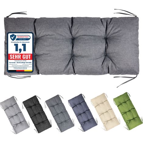 Garronda Coussin Exterieur Impermeable 120x50 cm pour Banc de Jardin Canapé Extérieur et Balancelle Coussins d'Assise Résistant UV pour Terrasse Balcon et Intérieur avec Cordons GD-0219 Graphite
