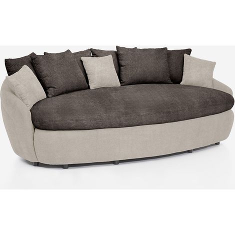 3-Sitzer Sofa modernes Design oval Stoff weißes Gestell Zermatt - Dunkel Grau (1/4)