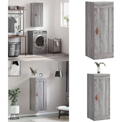 Armoire murale sonoma gris 34,5x34x90 cm bois d'ingénierie - Armoire Murale - Meuble Rangement - Étagère Murale - Placard Mural - Dressing Mural - Home & Living (1/5)