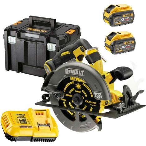 Dewalt – Scie circulaire 54V FlexVolt 190mm – 2 batteries 9.0Ah et chargeur – Moteur sans balais pour coupes précises – Coffret T-STAK
