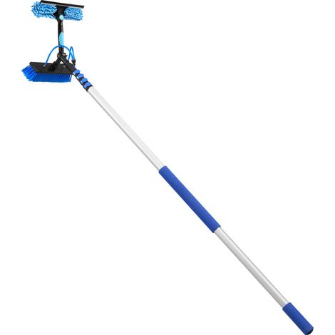 Mophorn Kit de nettoyage pour panneaux solaires avec perche télescopique de 7,3 m en alliage d'aluminium. Équipé d'une brosse rotative à 180° et d'un distributeur de savon (1/5)