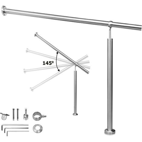 Randaco Edelstahl Handlauf Geländer Eingangsgeländer Aufmontage Wandhandlauf pflegeleicht Treppengeländer für Innen/Außen 160cm
